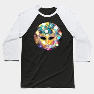 Golden Carnival Mask with peacock feathers Baseball T-Shirt